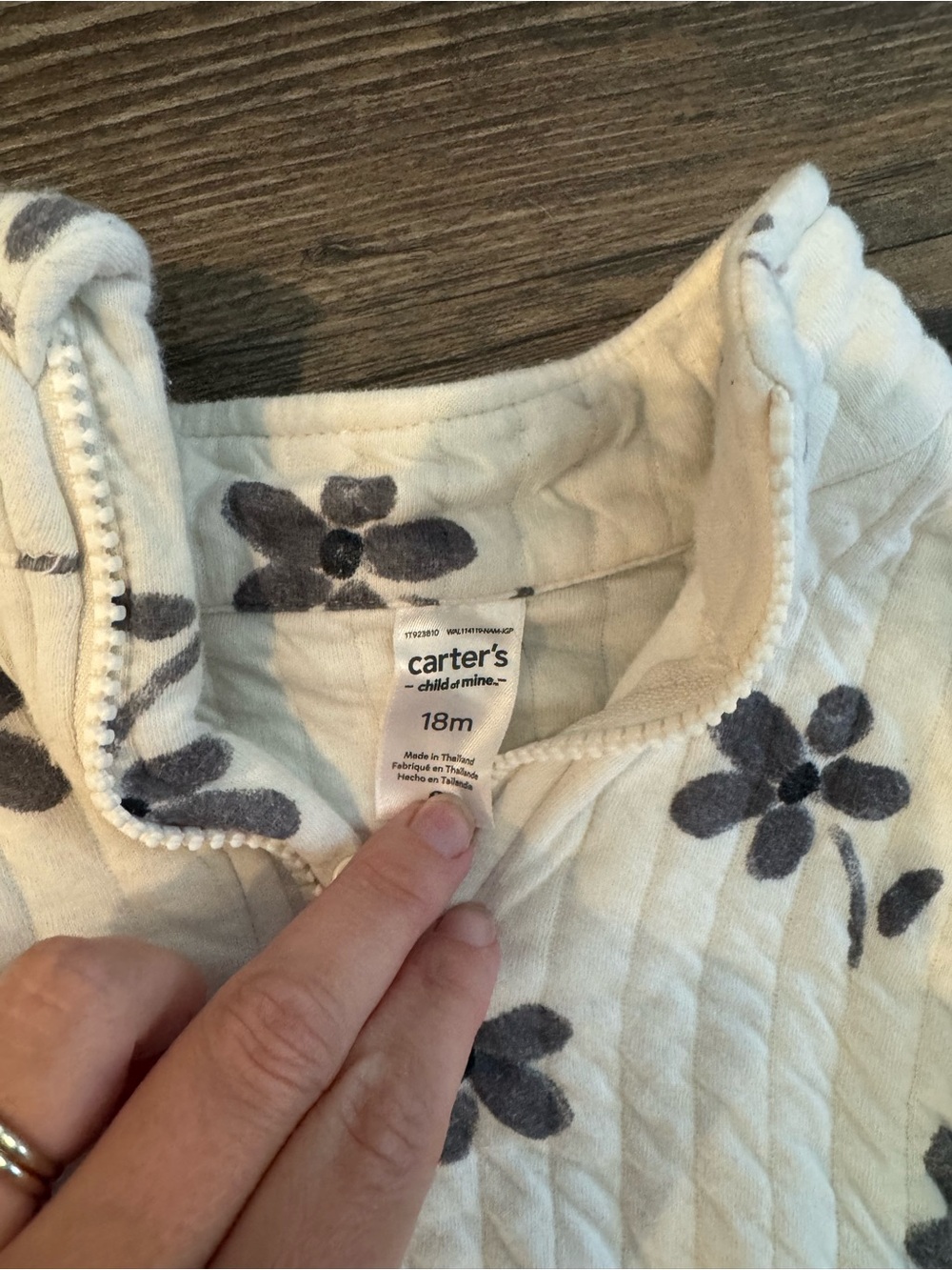 Carter's Cream Quilted Sweatshirt Set with Gray Floral Print - Picture 4 of 7